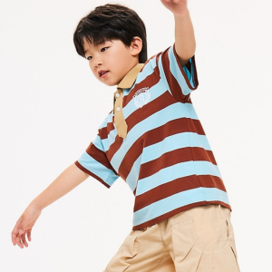 Summer New Products Boys' simple,  casual and comfortable stripes POLO Big Boy in Shirt T T-shirt