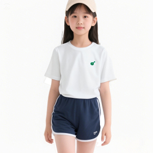儿童 T 恤夏新品男女童洋气纯色运动短袖 T 恤潮