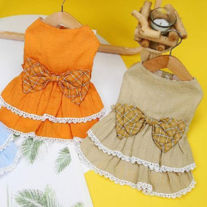 Pet Women's Spring/Summer Simple Lace Edge Tank Top Sweet Bow Bixiong Princess style dress up