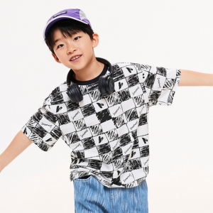 Summer New Cotton Trendy Graffiti Checkerboard Creative Printed Fashion Short Sleeves