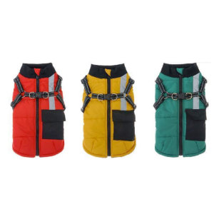 New dog cotton coat with windproof stand up collar that can pull warm clothes