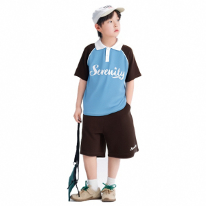 Summer new children's leisure POLO Men's stylish set with collar and short sleeved shorts