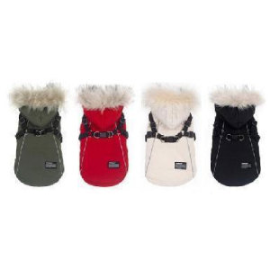 Dog clothing for autumn and winter,  windproof hooded,  drawable and plush stand up collar vest,  small dog winter cotton jacket