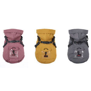 Pet workwear with hood and fleece jacket Cool and Handsome Style Wear resistant and wind resistant The choice of winter travel trend