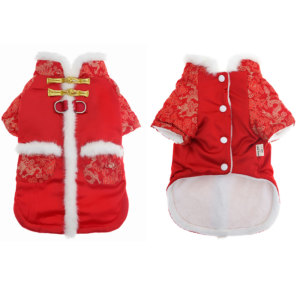 New Chinese style pet clothes,  New Year's small dogs,  festive Christmas,  autumn and winter warmth