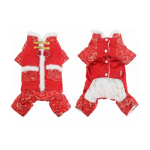 New Chinese style pet clothes,  New Year's small dogs,  festive Christmas,  autumn and winter warmth