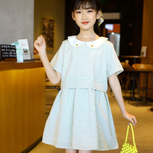 童装女童小翻领连衣裙夏季新款可爱甜美