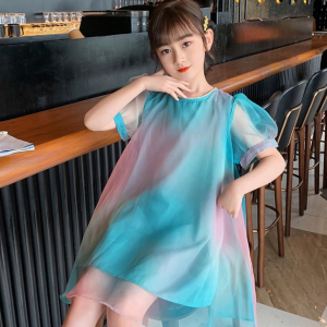 夏季新款女童森系多巴胺渐变糖果连衣裙甜美