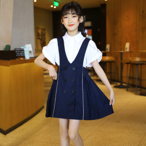 女童连衣裙夏季新款衬衫裙时髦洋气中大童裙子