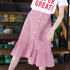 New summer style trendy children's internet famous plaid girls' half skirt