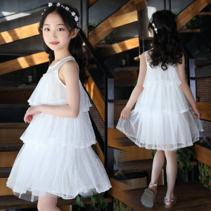 Summer New Mid sized Children's Multi layer Mesh Princess Dress for Little Girls