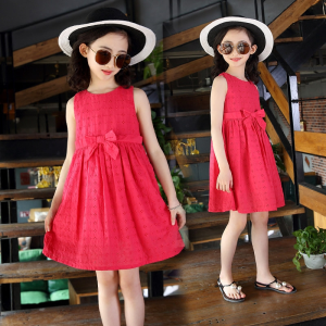 Summer new style girls hollow flower bow waistband vest skirt princess skirt