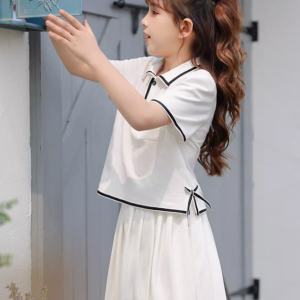 女童夏装裙子学院风套装短袖两件套