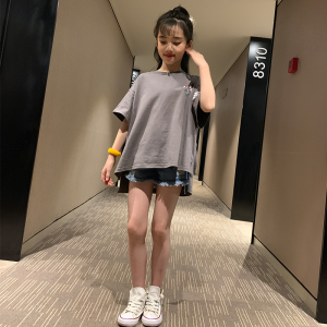 夏装短袖宽松版女大童洋气美式半袖