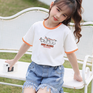 撞色短袖 t 恤女新款夏季纯棉宽松半袖