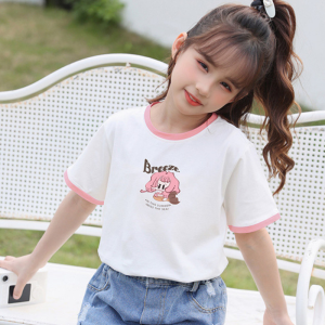 夏季新款卡通印花女童宽松显瘦半袖上衣