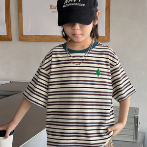 Summer clothing new children's Korean version casual striped top big children's summer thin fashion trend