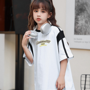 girl t Summer clothes,  casual and stylish,  half sleeved,  big children's pure cotton