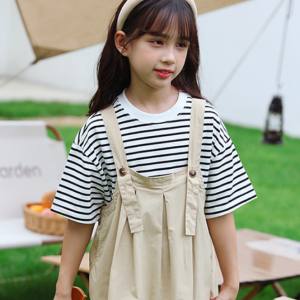 Summer New Style Korean Edition Girls' Striped Short Sleeve Casual Loose