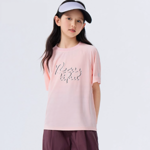 女童 T 恤夏季休闲中大童半袖印花上衣