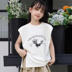 Summer fashion new children's stylish sleeveless vest,  women's,  middle-aged,  and children's loose side slit top