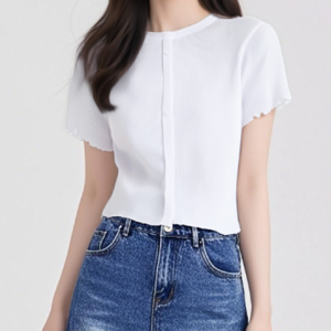 Summer clothing new children's casual western-style loose fitting fungus edge half sleeve