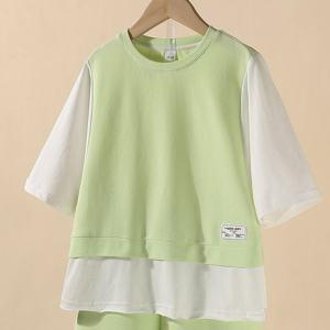 Girls' summer fashion,  children's sports,  big children's loose vacation,  two short sleeved fashion trend