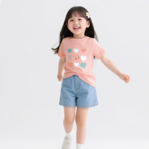 Summer New Korean Love Printed Children's Clothing for Girls t Western style shirt