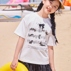 Shoulder short sleeved white pure cotton t Summer bow shirt,  Korean style ins tops