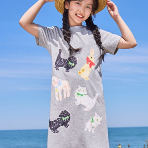 Lazy temperament,  cute and fun printed skirt,  loose fitting dress,  women's summer design sense,  slimming long skirt