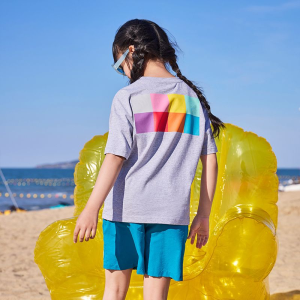 Summer splicing color box printing versatile pure cotton T shirt