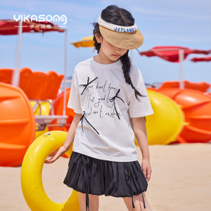 Summer American retro loose three-dimensional bow letter printed short sleeved shirt T T-shirt top