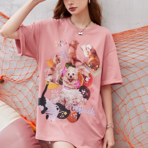 Summer Irregular Printed Loose Short Sleeves t The trend of women's clothing