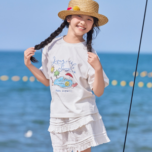 Summer Sunshine Graffiti Printed Top Age Reducing Loose Round Neck Short Sleeve T Women's shirt