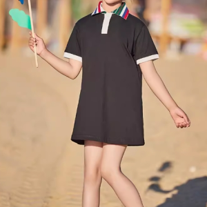 New summer commuting style polo Collar short sleeved dress,  loose and age reducing T T-shirt and skirt trend