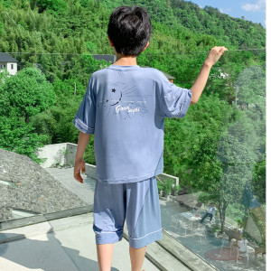 Children's thin Modal home clothes casual short sleeved seven quarter pants two-piece set