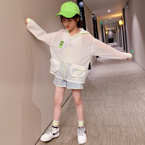 Spring and summer new Korean version women's clothing sun protection clothes,  lightweight hooded jacket,  medium and large children's sun protection clothes