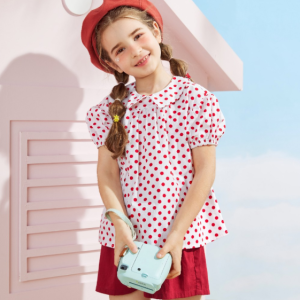 Hong Kong style nostalgic retro polka dot shirt summer lapel short sleeved shirt