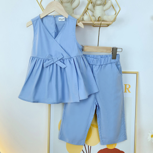 New Korean style fashionable bow tie set sleeveless color two-piece set