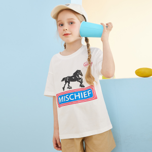 Summer new round neck short style slim fit print versatile and stylish pony T T-shirt trend