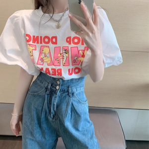 Summer new unique design,  niche loose bubble short sleeved shirt t Women's shirt