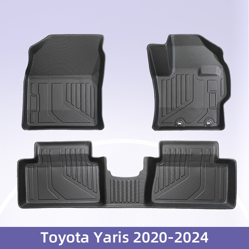 适用于Toyota Yaris燃油2020-2024右舵3D全天候材质TPE脚垫尾箱垫