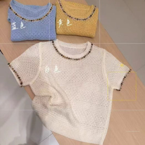 French contrasting short sleeved shirt T Women's clothing 2025 Summer Fashion Versatile Design Top ZH0037