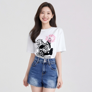 Heavy American retro cartoon pixelated magician high street niche couple style short sleeved shirt T T-shirt GY25051714