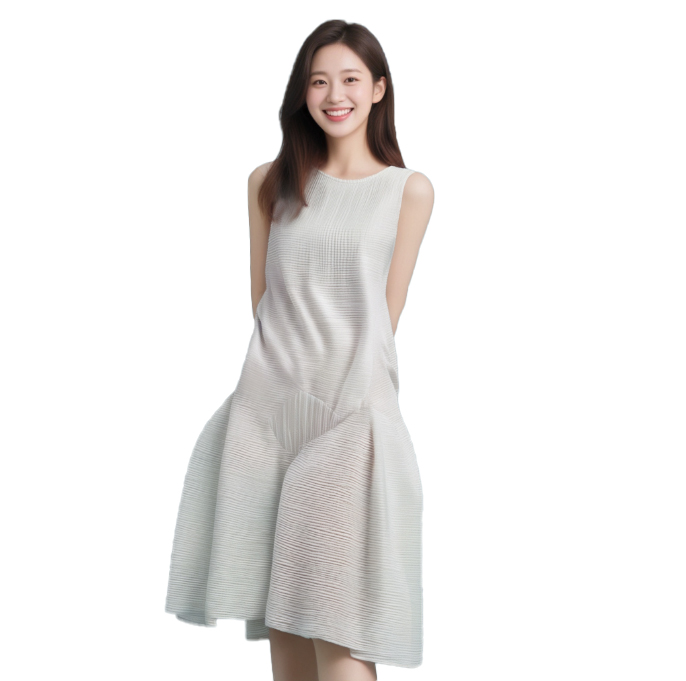 여름 원피스 여성 주름 스커트 패션 에이징 오버사이즈 미디엄 롱 ZH136